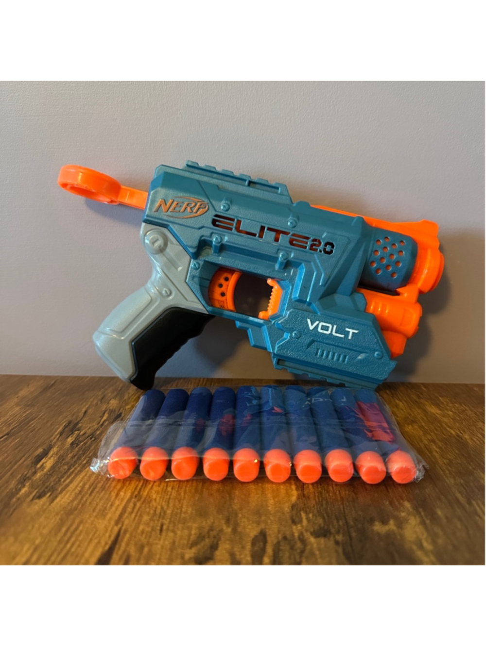 Nerf Elite 2.0 Volt Blaster Toy Teal Orange w 10 Darts Targeting Light